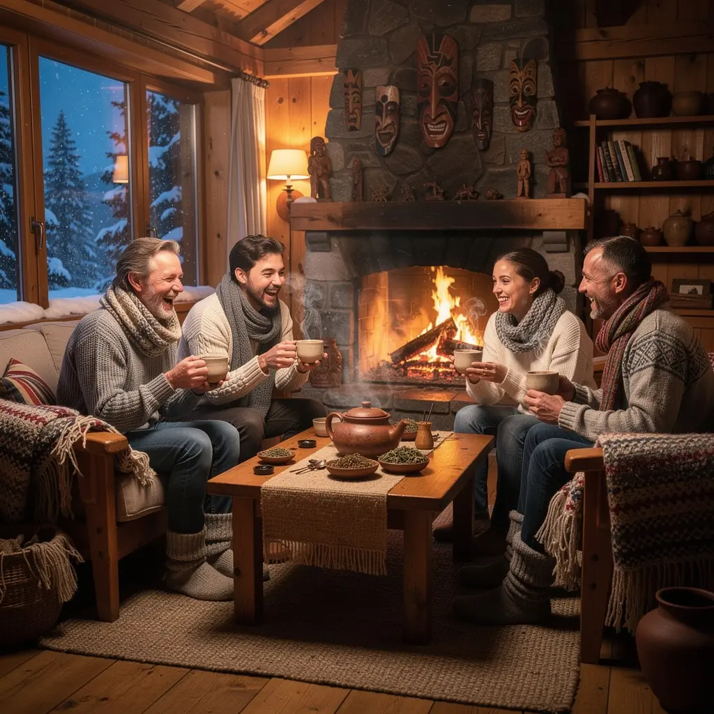 Tradičná slovenská čajová súprava na drevenom stole